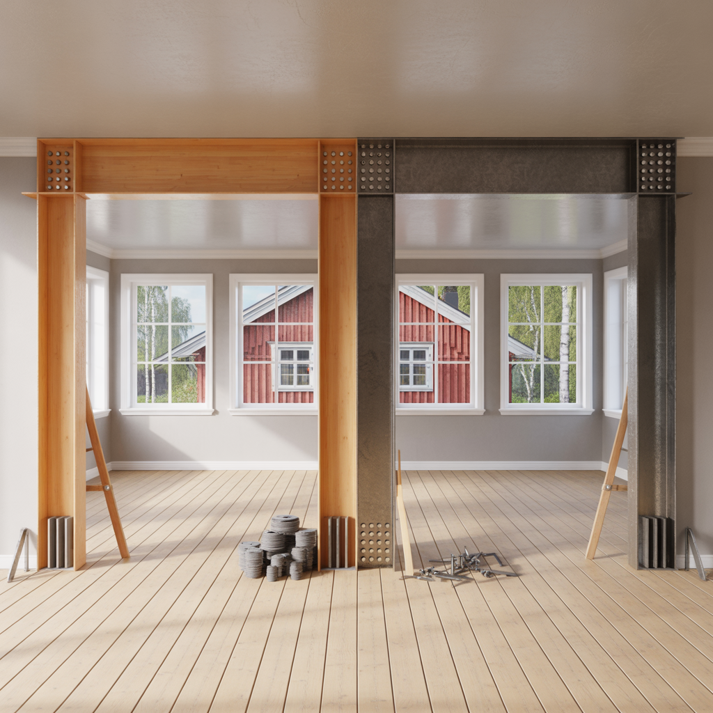 limtrabalk vs stalbalk i oppning spann montage kostnad